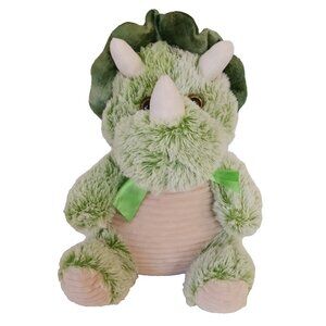 Dan Dee Dinosaur Baby Triceratops Green Plush Bow Tie Stuffed Animal Toy 17"